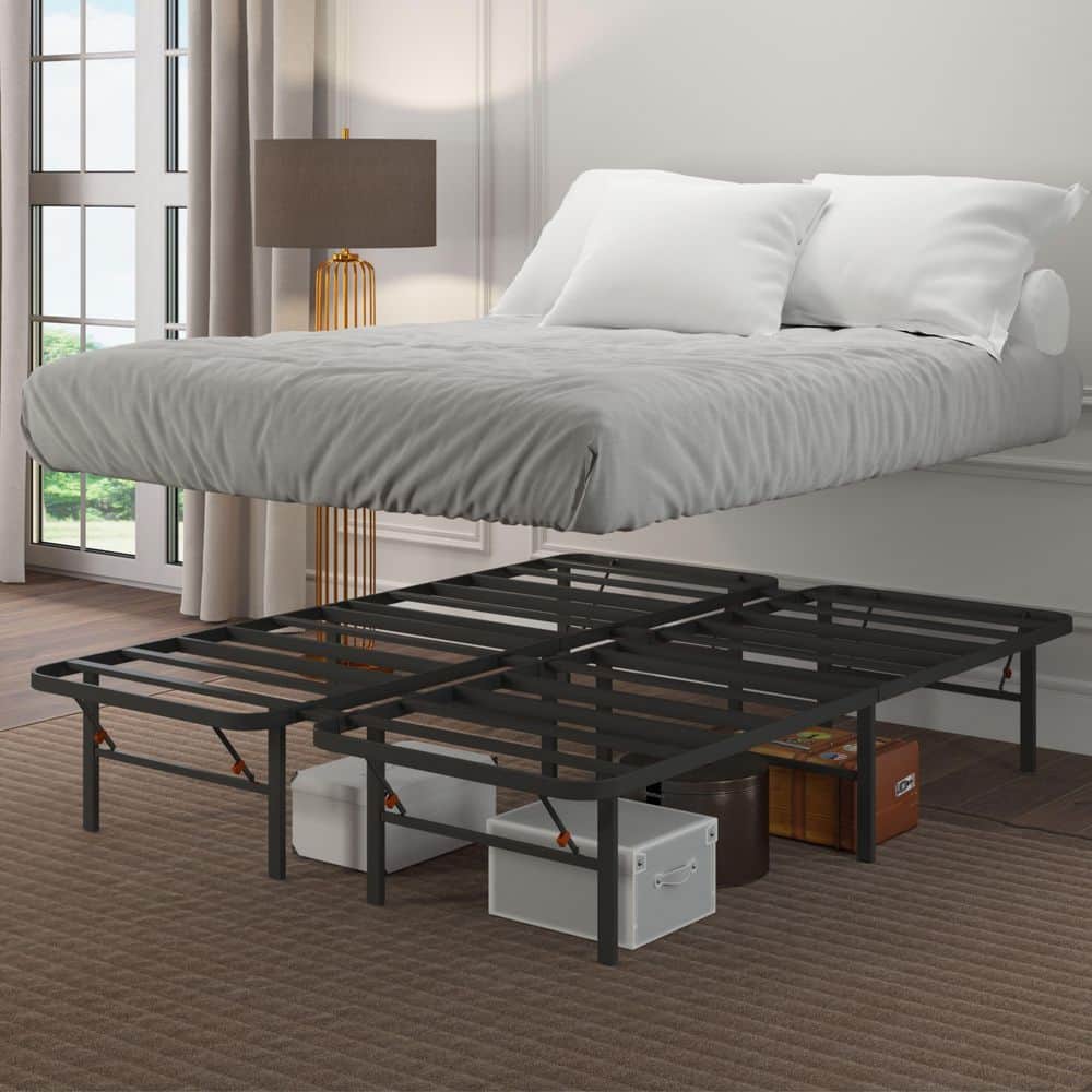 Twin Black Metal Platform Bed Frame with Storage