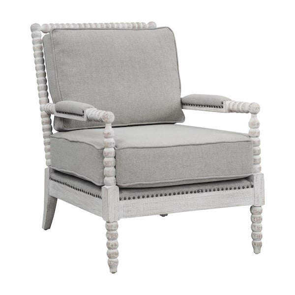 Acme Furniture Saraid Gray and Light Oak Linen Accent Chair