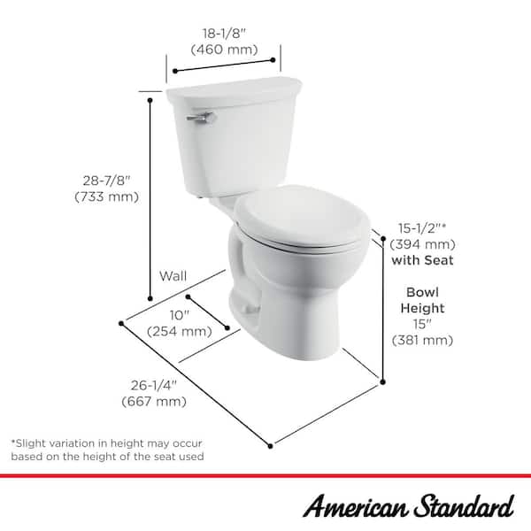 Cadet PRO 2-piece 1.28 GPF Single Flush Standard Height Round Toilet with 10 in. Rough-In in White