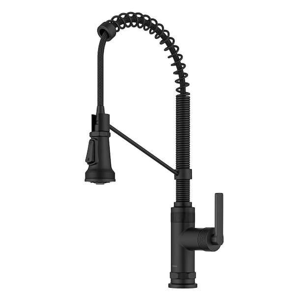 Allyn Commercial Style 2-Function Single Handle Pull Down Sprayer Kitchen Faucet in Matte Black