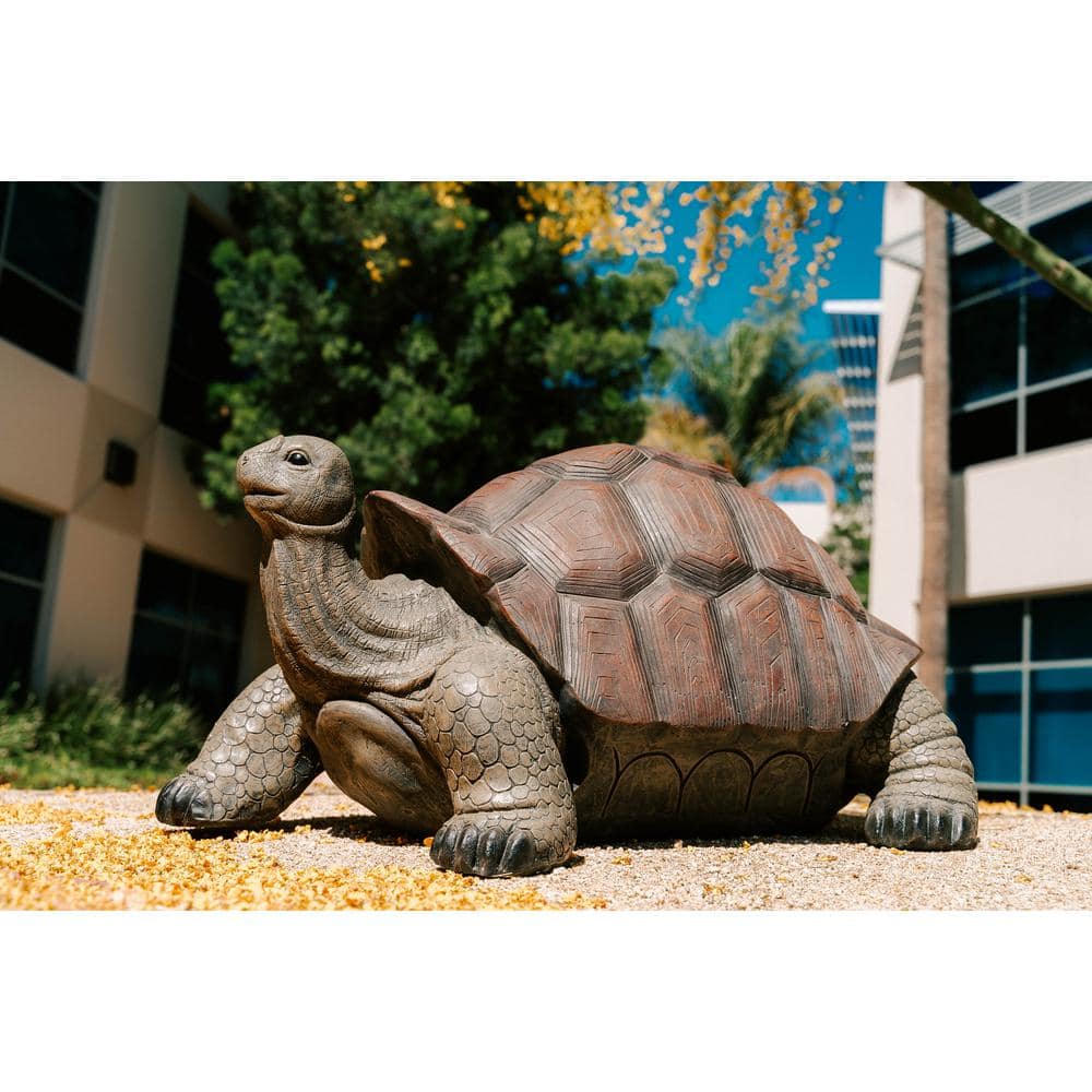28" Brown and Black Concrete Tortoise Garden Statue