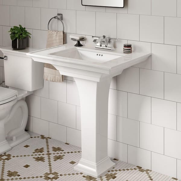 Town Square S 22.5 in x 30 in. Pedestal Bathroom Sink in White Vitreous China