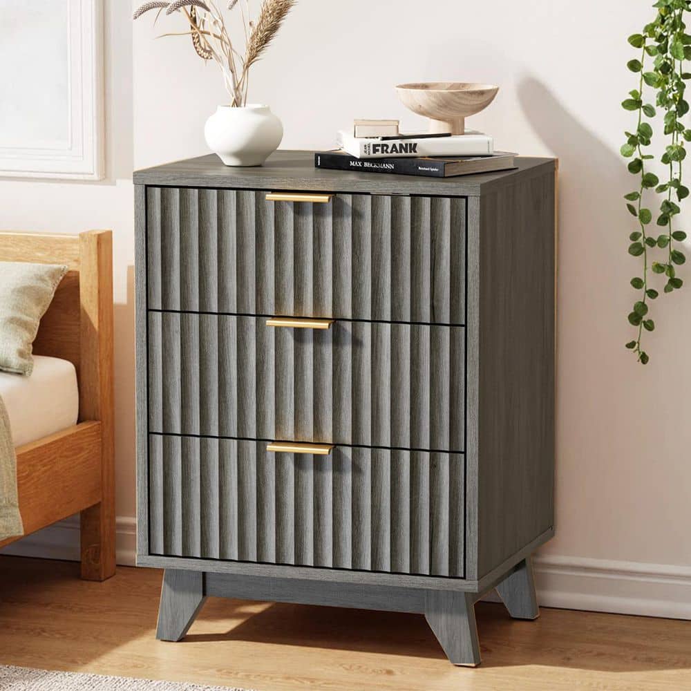3 Drawer 17.72 in. W Nightstand with USB Port