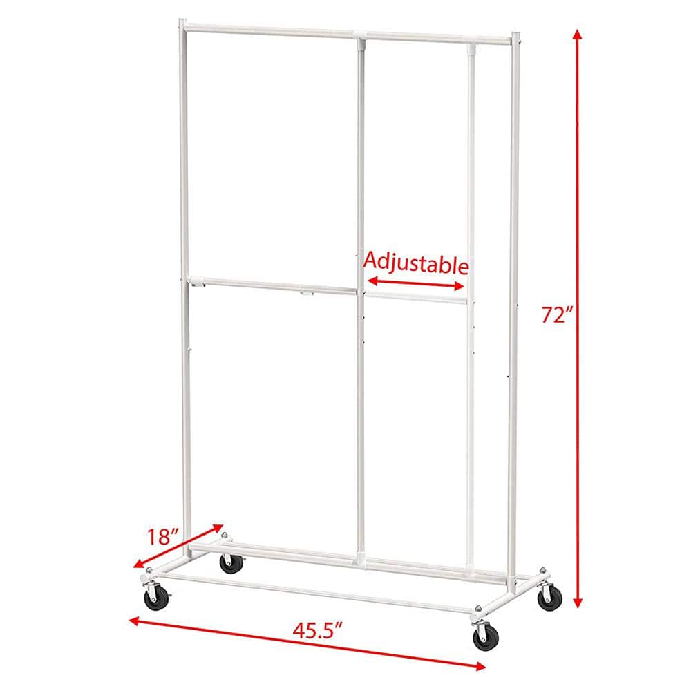 White Alloy Steel Adjustable Garment Clothes Rack 45.5 in. W x 72 in. H