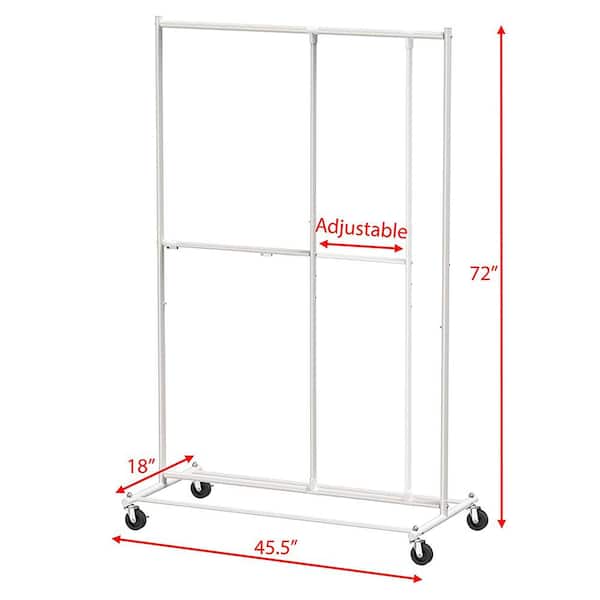 White Alloy Steel Adjustable Garment Clothes Rack  in. W x 72 in. H rack-86  - The Home Depot