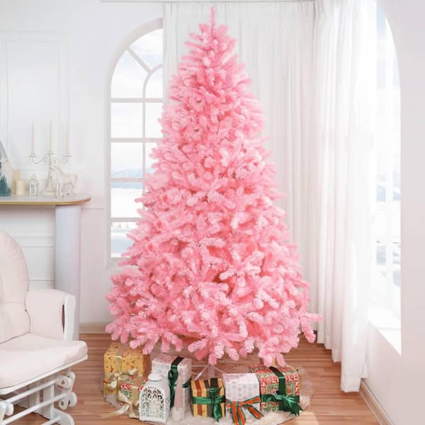 4. 5 ft. Artificial Pink Tree in Metal Stand, 436-Branch Tips, 200-Warm Lights