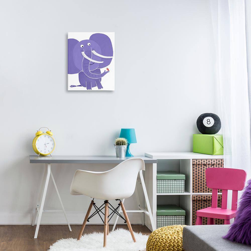 Elephant and Bird Friends by Carla Daly Unframed Animal Graphic Art Print 20 in. x 16 in. price history on PriceWatchPro
