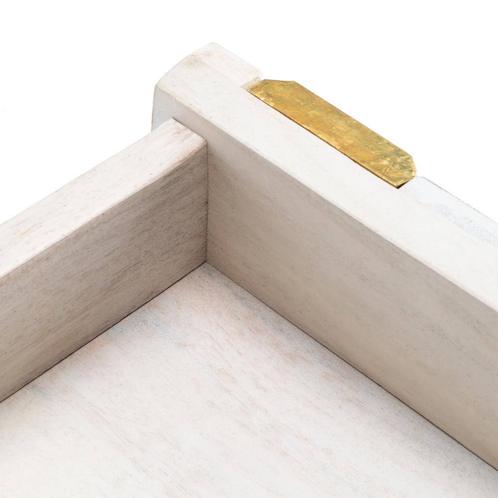 White and Brass Wood Writing Desk with Drawer