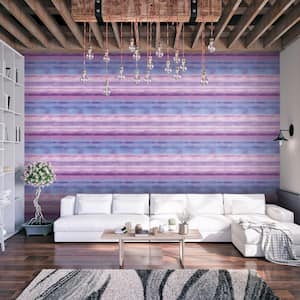 Atmosphere Purple/Blue Metallic Skye Stripe Non-Pasted on Non-Woven Paper Wallpaper Roll (Covers 57 sq.ft.)