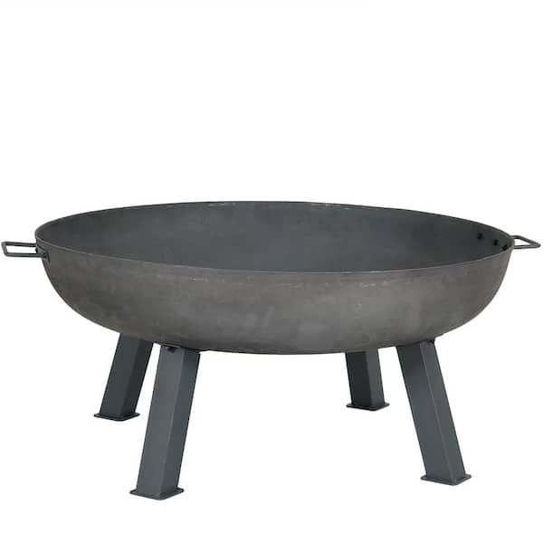 Sunnydaze 34 in. x 15 in. Round Cast Iron Wood Burning Fire