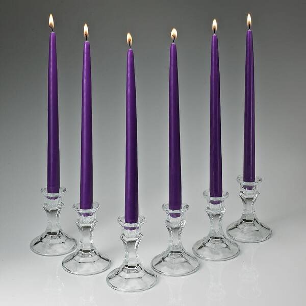 Light In The Dark 12 in. Tall 3/4 in. Thick Elegant Purple Unscented Taper Candles (Set of 12)