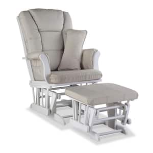 Tuscany White with Taupe Swirl Cushion Glider and Ottoman Set