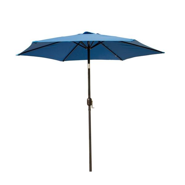 Unbranded 9 ft. Market Crank-Tilt Outdoor Garden Patio Beach Umbrella in Blue