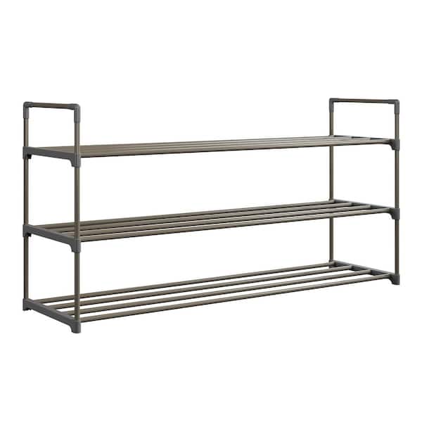 21.2 H 15-Pair 3-Tier Gray Plastic Shoe Rack