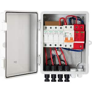 PV Combiner Box 4 String with 15 Amp Rated Current Fuse 63 Amp Circuit Breaker Lightning Arreste Connector