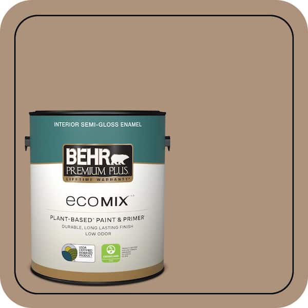 1 gal. #PPU4-04 Soft Chamois Semi-Gloss Enamel EcoMix Plant-Based Interior Paint & Primer