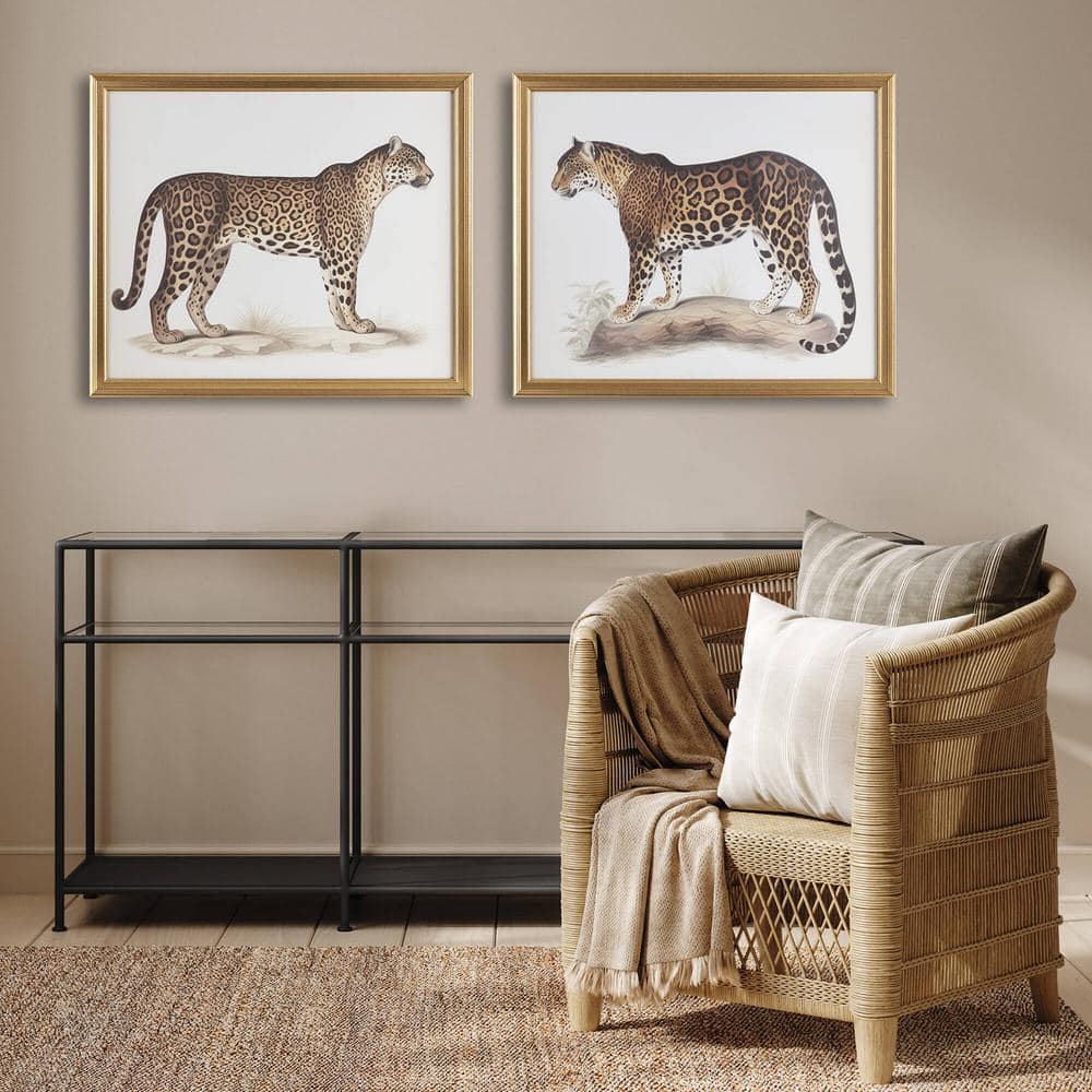 Elegant Gold Framed Cheetah Print Wall Art Set