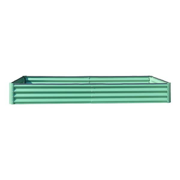 Otryad 95 in. W x 47 in. D x 12 in. H Green Steel Galvanized Garden Bed, Outdoor Planter Box for Vegetables, Fruits, Flowers