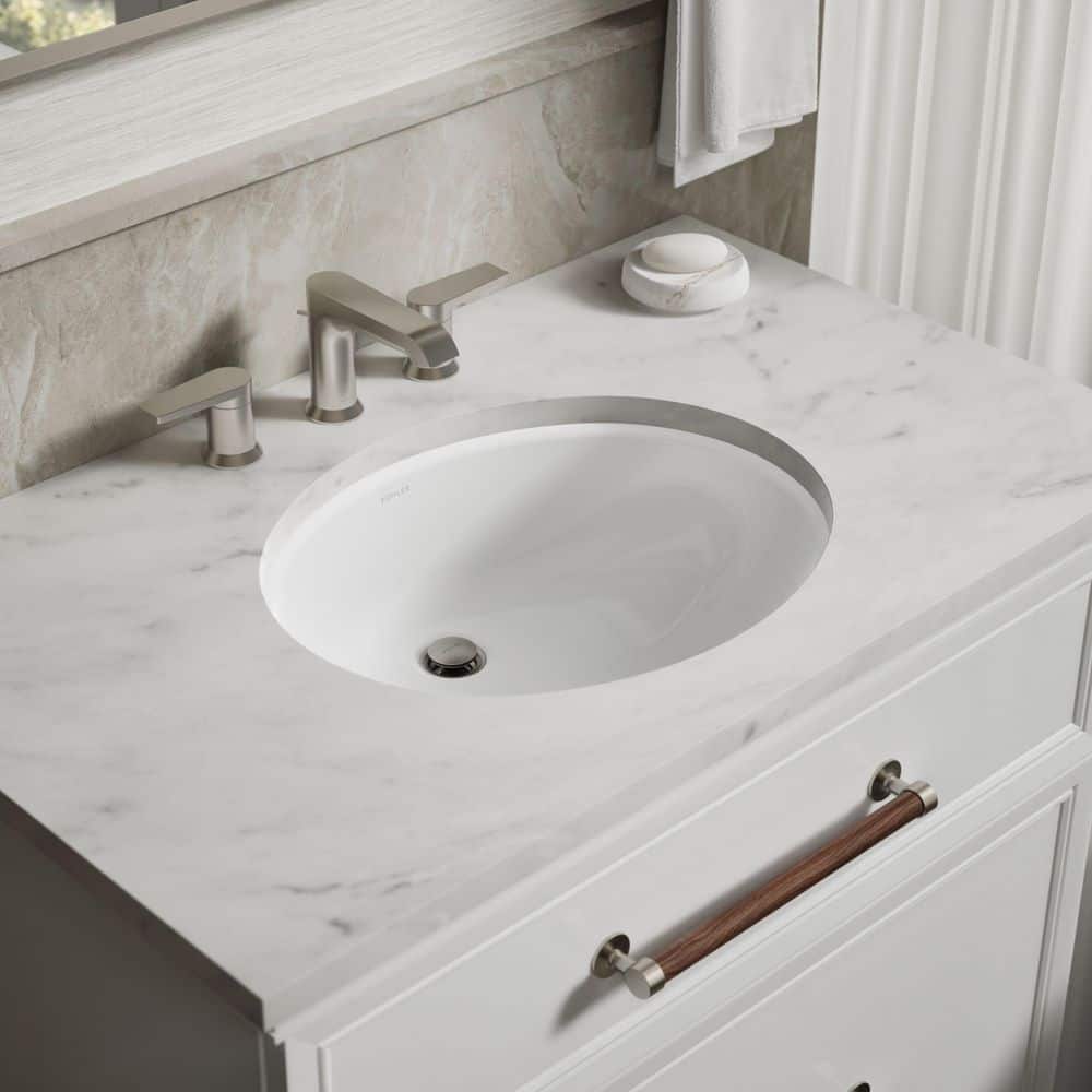 KOHLER Caxton 19-1/4 in. Oval Vitreous China Undermount Bathroom Sink in  White K-2210-0 - The Home Depot, image size:1000x1000