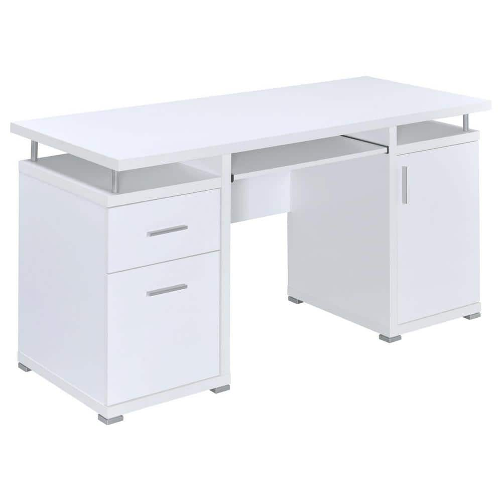 Coaster Tracy 55 in. W White 2-Drawer Computer Desk 800108 - The Home Depot