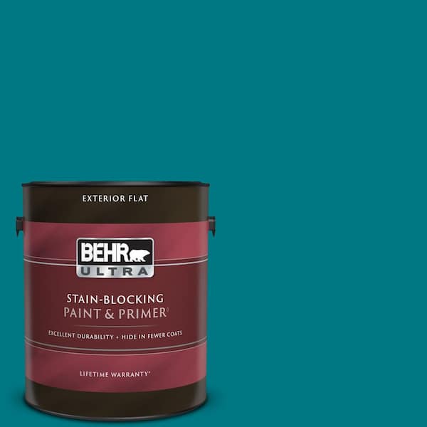 BEHR ULTRA 1 gal. #P470-7 The Real Teal Flat Exterior Paint & Primer