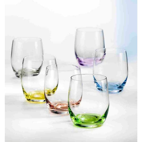 Rainbow 10 oz. OF/stemless x 6-assorted colors (Set of 6)