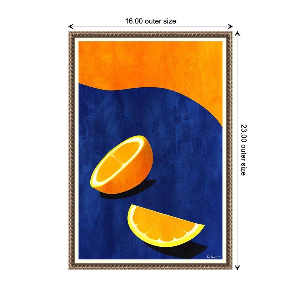 Vibrant Orange and Blue Abstract Canvas Wall Art with Beaded Frame