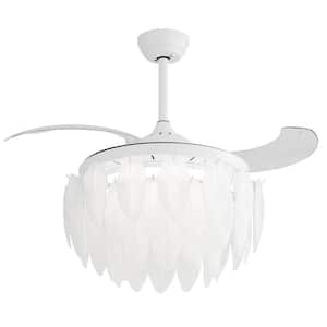 42 in. Indoor White Modern Feather Ceiling Fan Remote Included