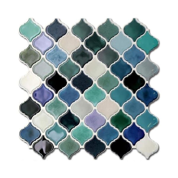 Teal 12 in. x 12 in. Vinyl Peel and Stick Backsplash 10-Pack