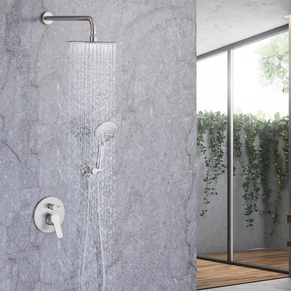 Shower Head Single Handle 1-Spray Shower Faucet 2.5 GPM with Anti Scald in. Brushed Nickel