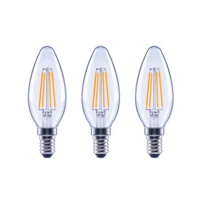 60-Watt Equivalent B11 Dimmable ENERGY STAR Clear Glass Filament LED Vintage Edison Light Bulb Daylight (3-Pack)
