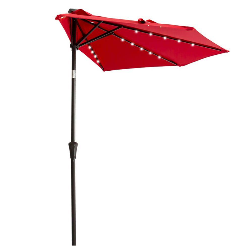 CHopetree 9 ft. Aluminum Market Solar Tilt Half Patio Umbrella with