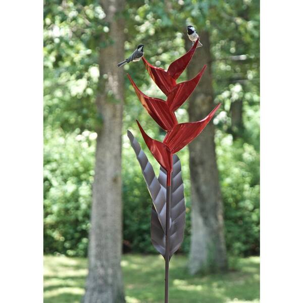 Details about   Steel 42 Inch Bird Feeder in Red Heliconia Outdoor Garden Stake Flower Seed Tray 
