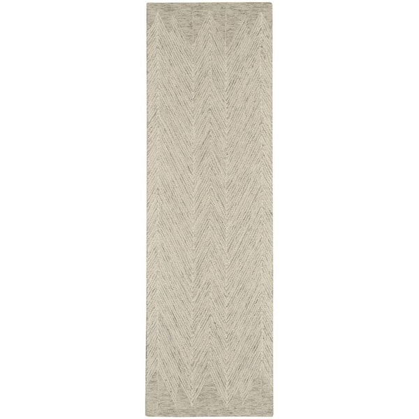 2 ft. x 8 ft. Gray Chevron Washable Area Rug Runner Rug