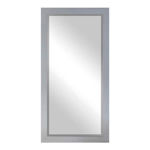 Large (65.5 in. W x 32 in. H) Wooden Grey Rectangle Wall Mirror