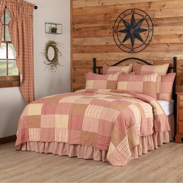 VHC BRANDS Sawyer Mill Red Farmhouse Patchwork California King Cotton Quilt
