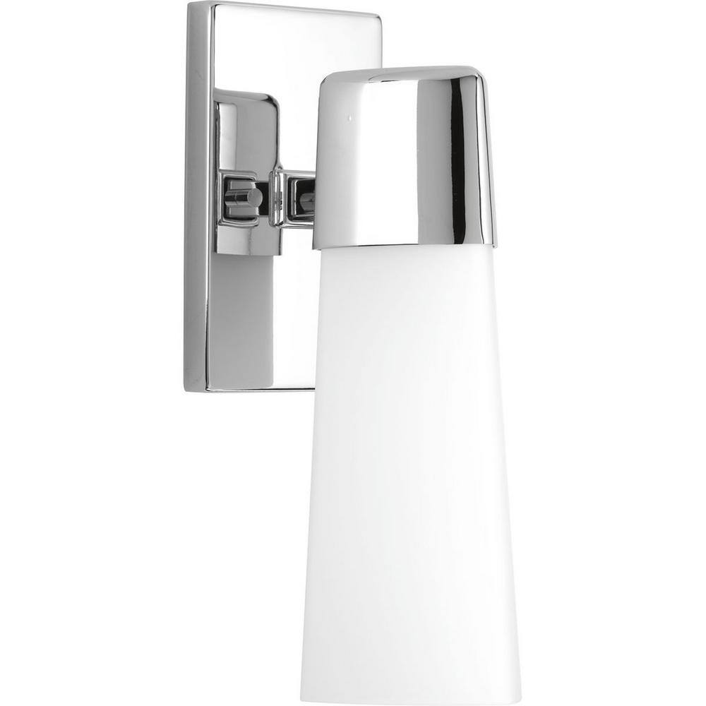 Zura Polished Chrome 1-Light Bath Vanity Fixture with Etched Opal Glass Shade