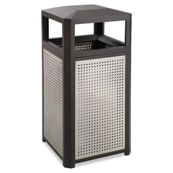 Evos Series Steel Waste Container, 38 gal, Steel, Black Evos Series Steel Waste Container, 38 gal, Steel, Black