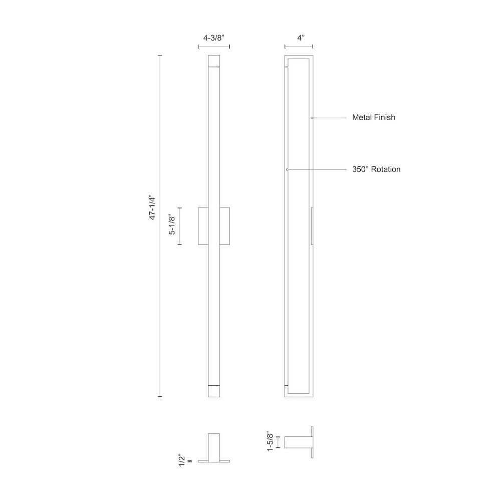 Swivel Brushed Nickel Dimmable LED Sconce, 47.25" H