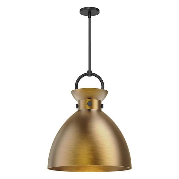 ALORA MOOD Waldo 18 in. 1 Light 60-Watt Matte Black/Aged Gold Pendant Light