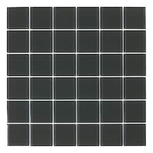 Take Home Sample - Cypress Dark Green 4 in. x 4 in. Glass Peel and Stick Wall Mosaic Tile (0.11 sq.ft./ 1-pack)