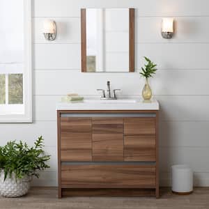 Oakes 37 in. W x 19 in. D x 34 in. H Single Sink Freestanding Bath Vanity in Caramel Mist with White Cultured Marble Top