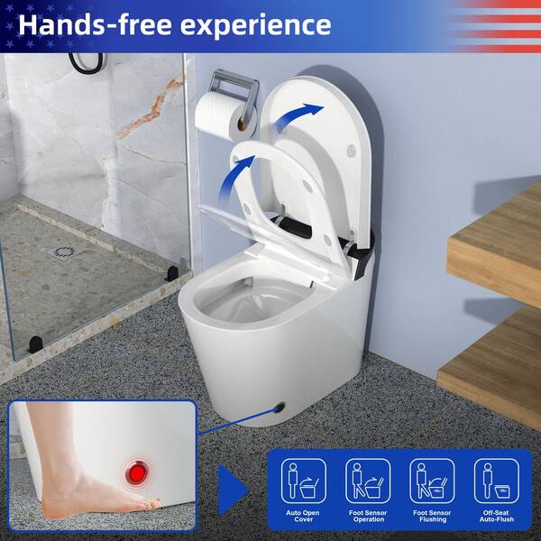 RAINLEX Elongated Bidet Toilet 1.28 GPF in White with Heated, Soft Close RX-T16W