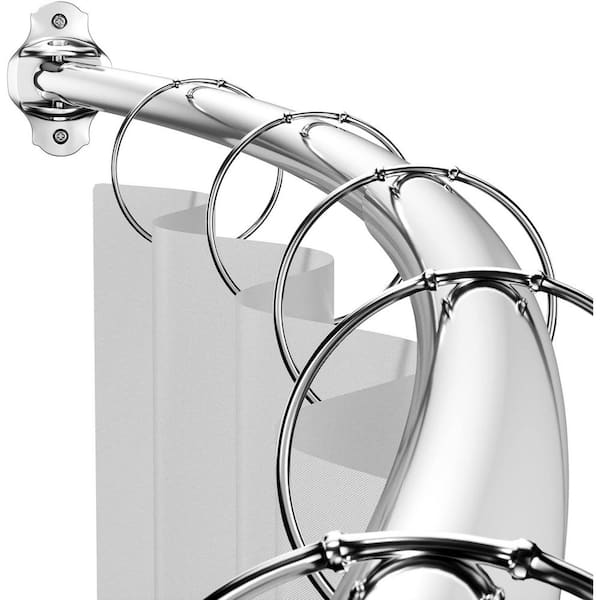Adjustable Curved Shower Curtain Rod 40-72 in. W x 2.6 in. L Silver Extra Wide Rust Proof Stainless Steel