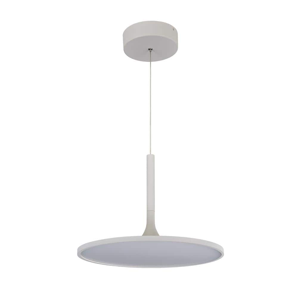Salm 17 in. 38-Watt White Integrated LED Chandelier Adjustable Hanging Modern Disc LED Lighting Fixture price history on PriceWatchPro