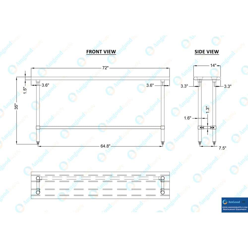 72" Stainless Steel Work Table with Galvanized Legs