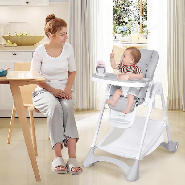 Reclining Adjustable Waterproof Baby High Chair Foldable Baby