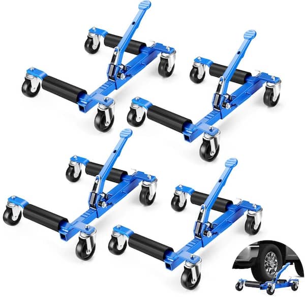 Heavy Duty Hydraulic Wheel Dollies with Ratcheting Foot Pedal, Swivel Casters for Auto Repair, Vehicle Moving, Set of 4