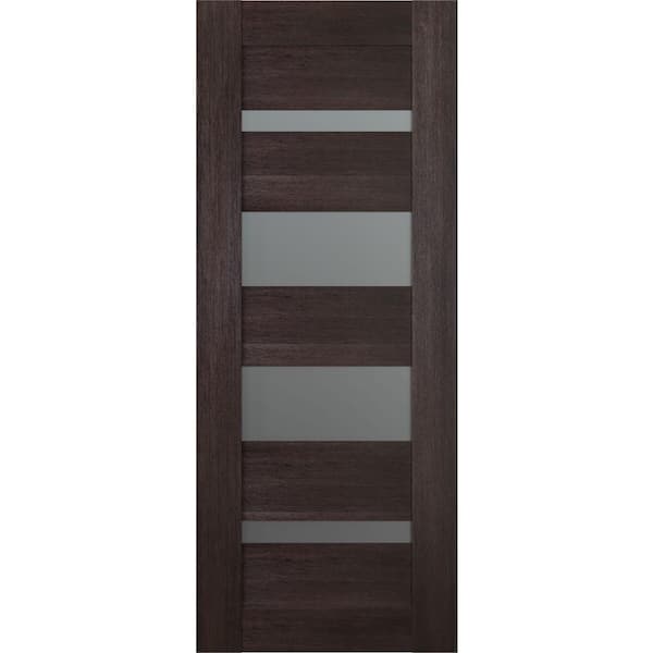 Belldinni Vona 07-01 18 in. x 96 in. No Bore 5-Lite Frosted Glass Veralinga Oak Wood Solid Composite Core Interior Door Slab