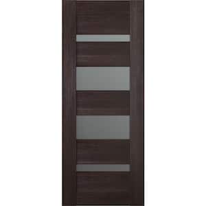 Vona 07-01 24 in. x 96 in. No Bore 5-Lite Frosted Glass Veralinga Oak Wood Solid Composite Core Interior Door Slab